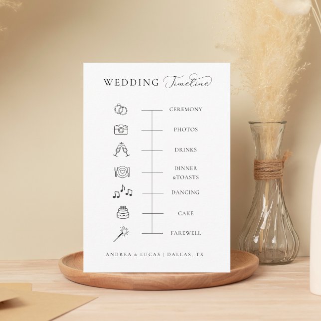 White Script Wedding Day Timeline Order of Events Enclosure Card (Creator Uploaded)