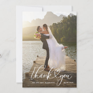 white script wedding thank you card