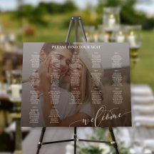 White Script Welcome Photo Wedding 17 Tables