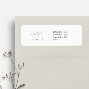 White Script Welcome Wedding Address Return Address Label