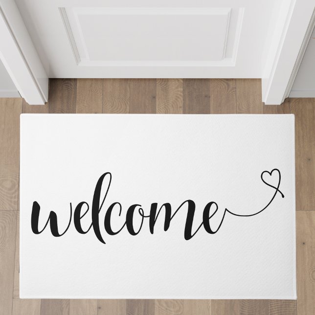 White Script Welcome with Heart Accent Doormat (Creator Uploaded)