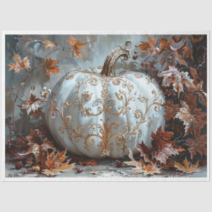 White Scroll Pumpkin Tissue Paper
