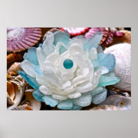 White Sea Glass Flower