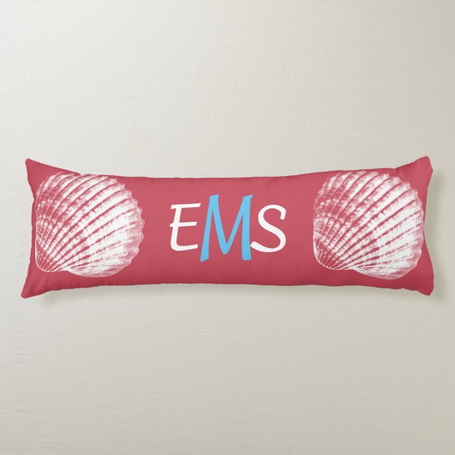 White Sea Shells Monogram Body Pillow (Front)