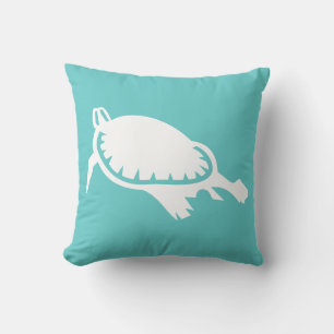 white Sea turtle on teal blue pillow