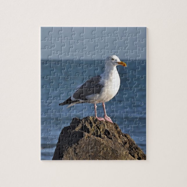 White seagull and ocean jigsaw puzzle (Vertical)