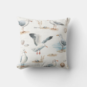 White Seagull Throw Pillow