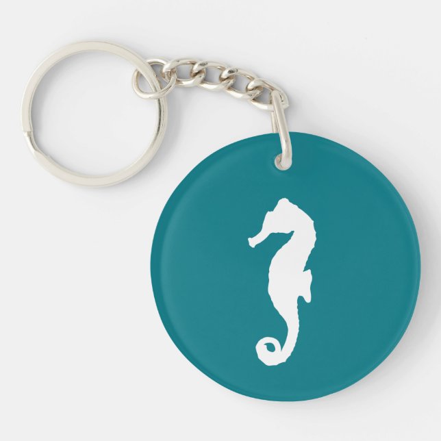 White Seahorse Key Ring (Front)