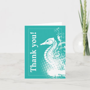 White seahorse light sea green wedding Thank You