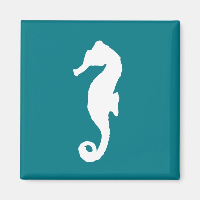 White Seahorse Magnet (Front)