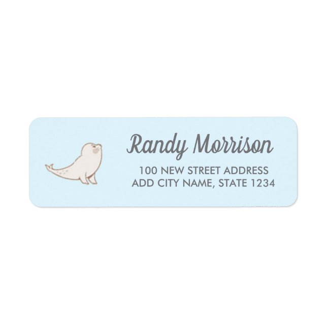 White seal on blue return address label (Front)