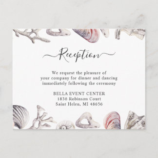 White Seashell Beach Sand Reception Enclosure Card
