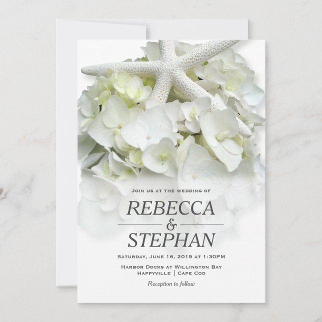 White Seaside Modern Wedding Invitation (Front)