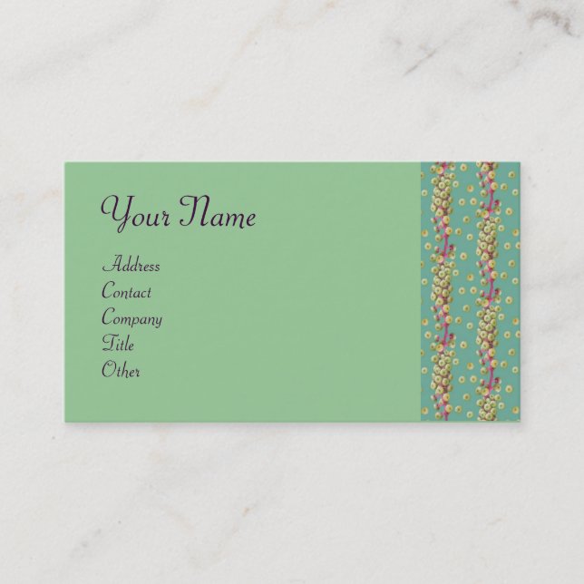 WHITE SEEDS , light yellow  green pink Business Card (Front)