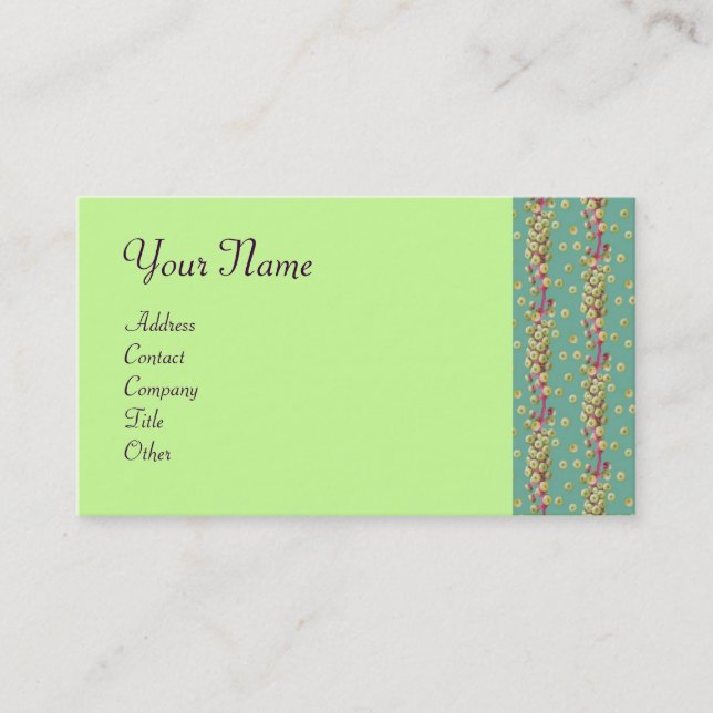 WHITE SEEDS , light  yellow  green pink purple Business Card (Front)