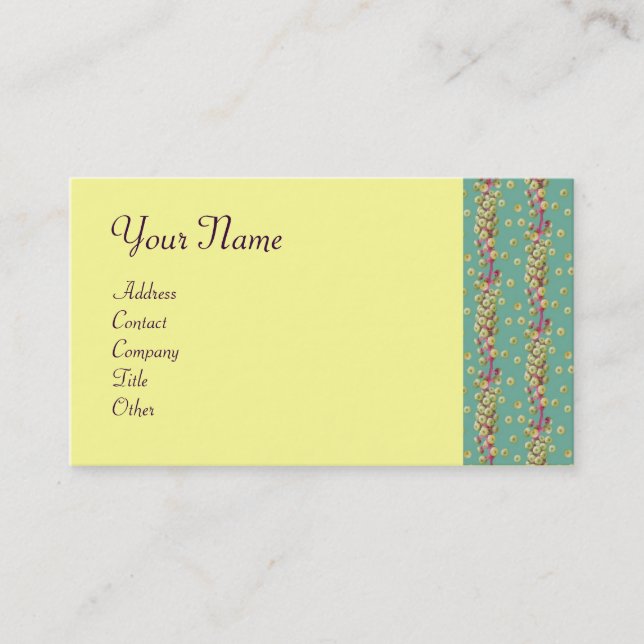 WHITE SEEDS , light  yellow  green pink purple Business Card (Front)