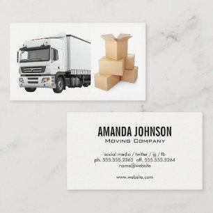 White Semi Truck Moving Boxes Business Card
