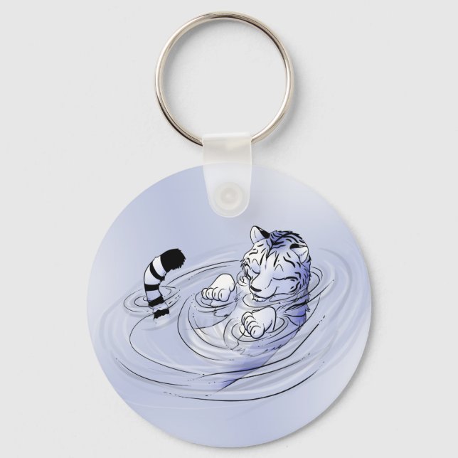 White Serenity Tiger Key Ring (Front)