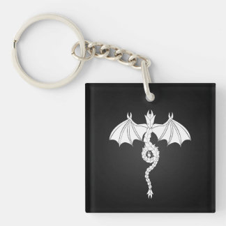 White Serpent Dragon Key Ring