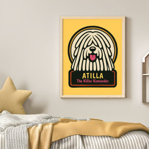 White Shaggy Dog Birthday Party Poster