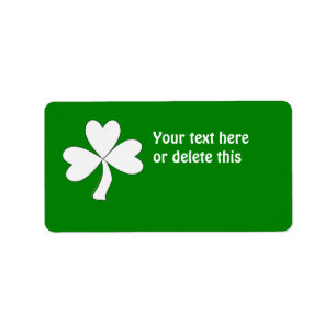 White Shamrock St. Patrick's Day Irish Good Luck Label