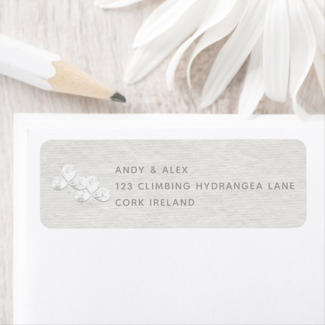 White Shamrock Wedding Return Address Envelope Return Address Label (Insitu)