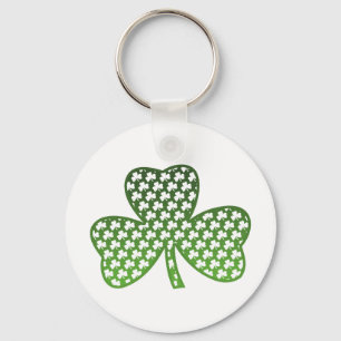 White Shamrocks in Green Shamrock Keychain
