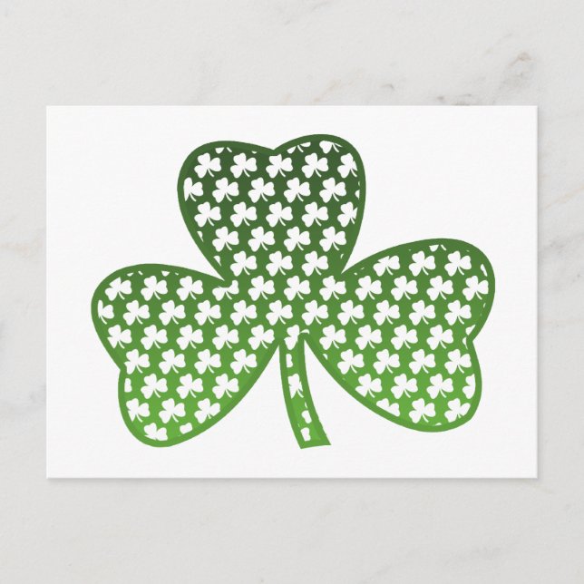 White Shamrocks in Green Shamrock Postcard (Front)