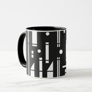 White Shapes on a Black Background Mug