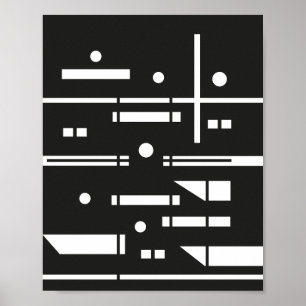 White Shapes on a Black Background Poster