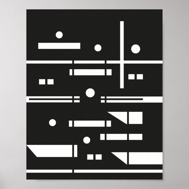 White Shapes on a Black Background Poster (Front)