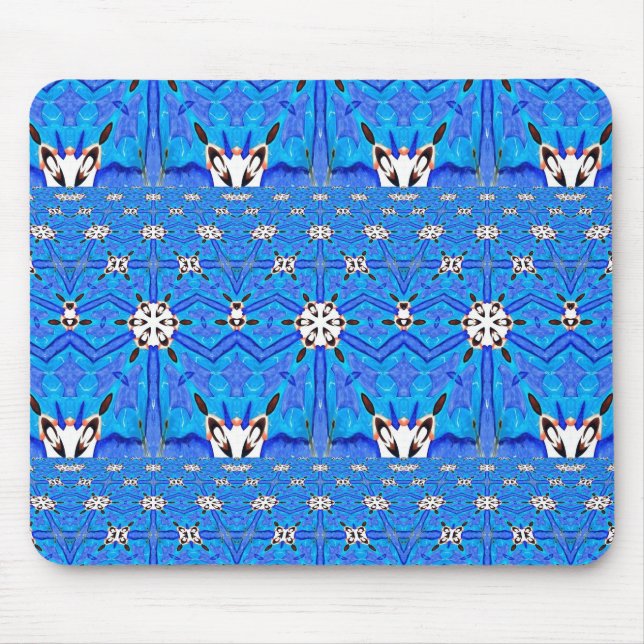 white shapes on blue grid mouasepad mouse pad (Front)