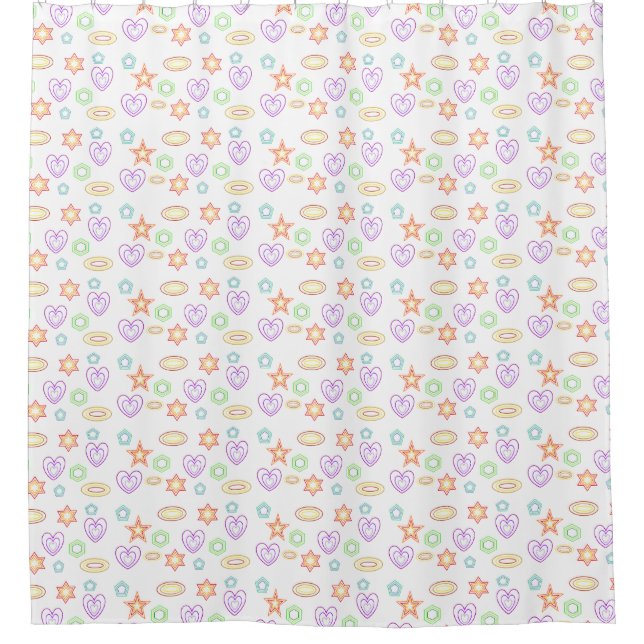 White Shapes  Shower Curtain (Front)
