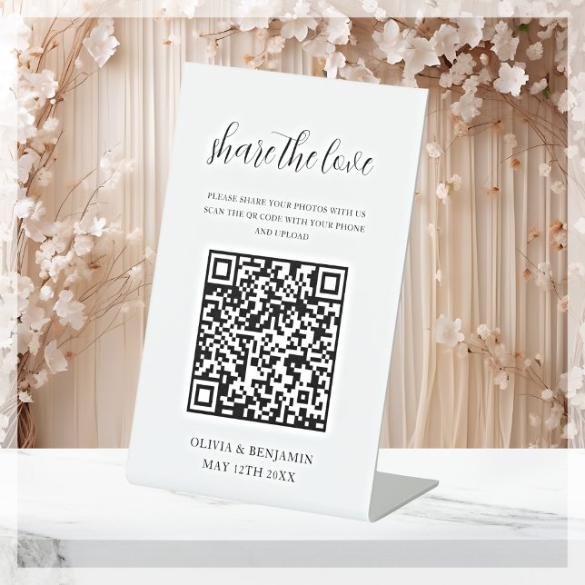 White | Share The Love QR Code Pedestal Sign (Creator Uploaded)