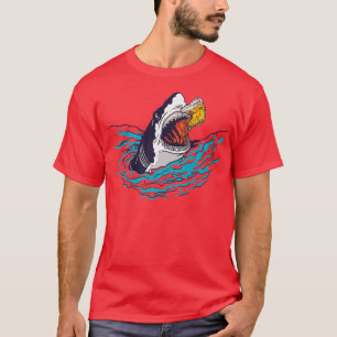 White Shark Bites Pizzaslice Pizza Shark 35455902 T-Shirt