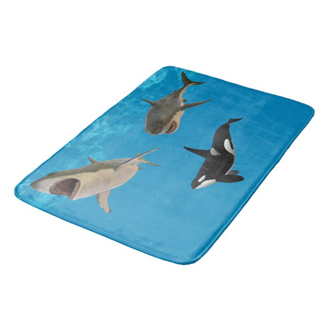 White shark-killer whale bath mat (Angled)
