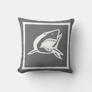white  shark on grey pillow