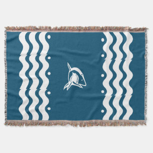 WHITE shark personalise / .choose colour backgroun Throw Blanket