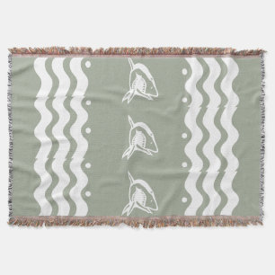 WHITE shark personalise / .choose colour backgroun Throw Blanket