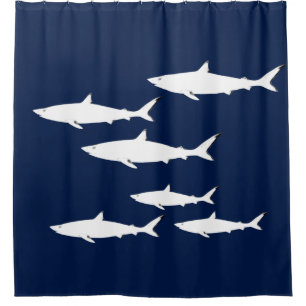 White Sharks Shower Curtain
