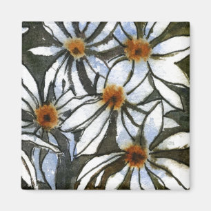 White Shasta daisy on dark grey background art Magnet