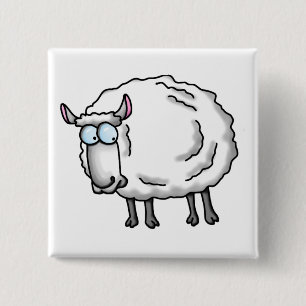 White sheep 15 cm square badge