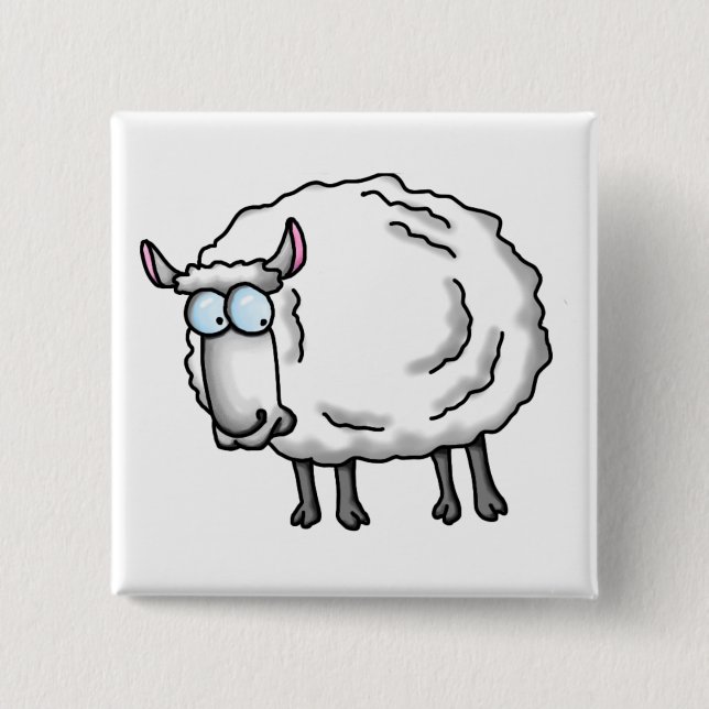 White sheep 15 cm square badge (Front)