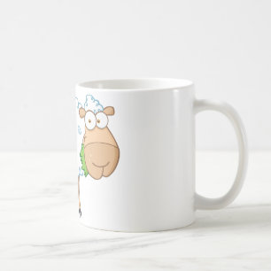 White Sheep Cartoon Character Coffee Mug