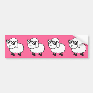 White Sheep in Sunglasses Cartoon Bumper Sticker