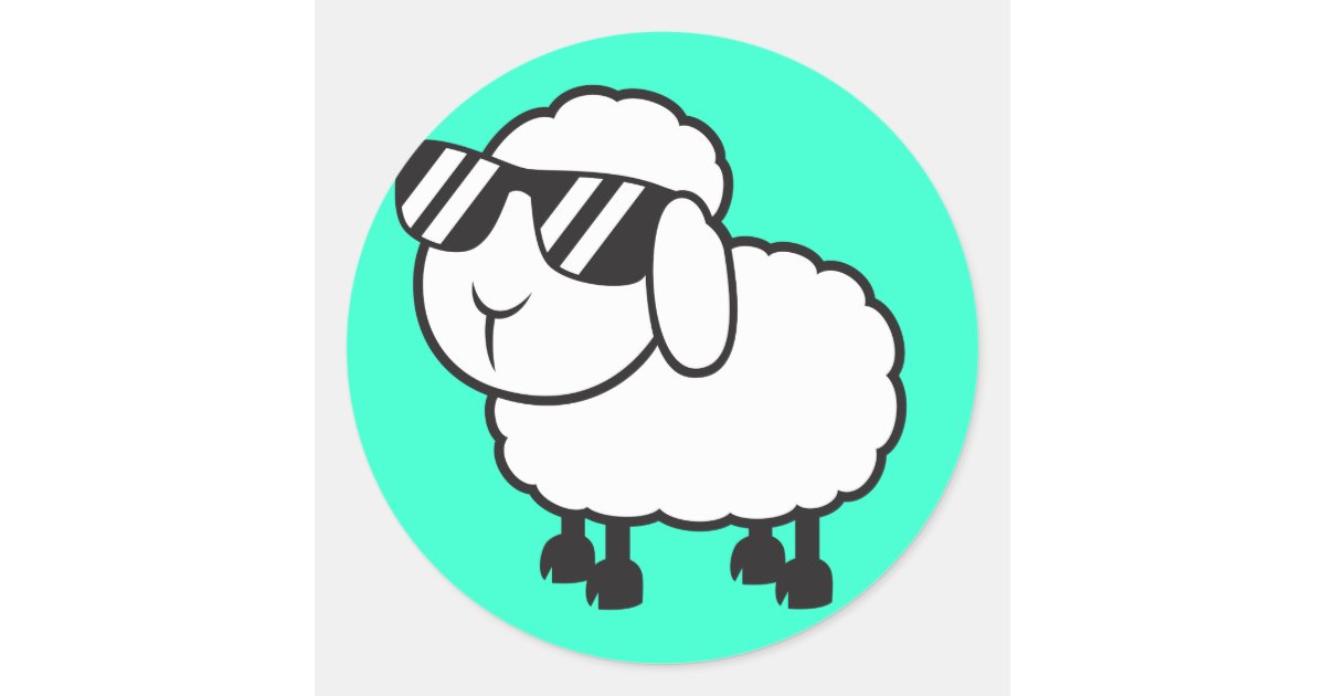 White Sheep in Sunglasses Cartoon Classic Round Sticker | Zazzle.com.au