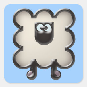 white sheep square sticker