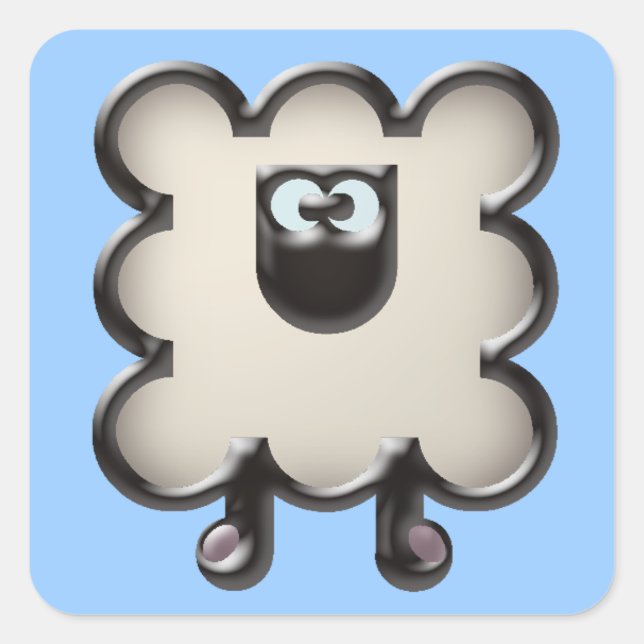 white sheep square sticker (Front)