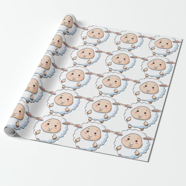 White sheep wrapping paper (Unrolled)