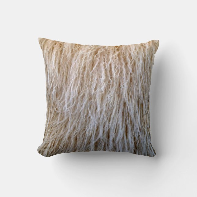 White Sheepskin Fur Design Cushion (Front)